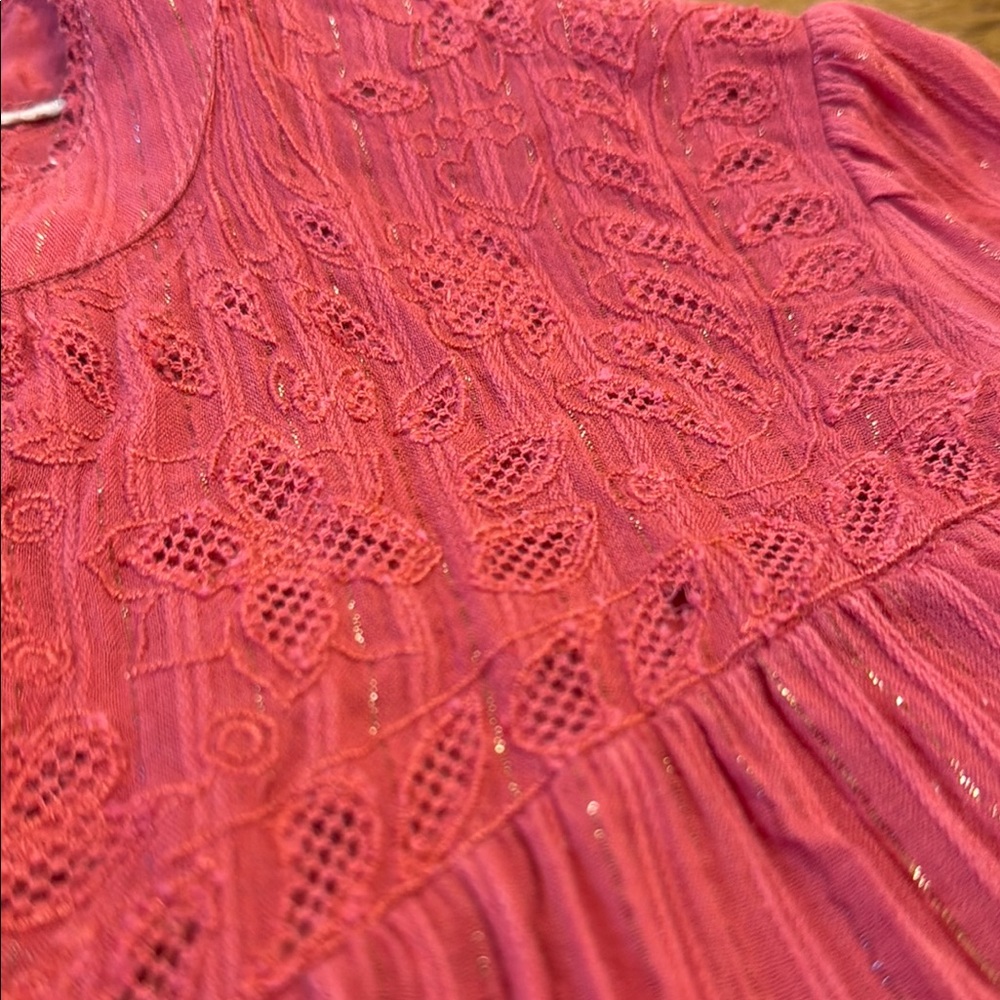 Anthropologie Pilcro the Victoria Lace Button-Up Blouse Pink tinsel Size 2 M1 - Picture 5 of 8